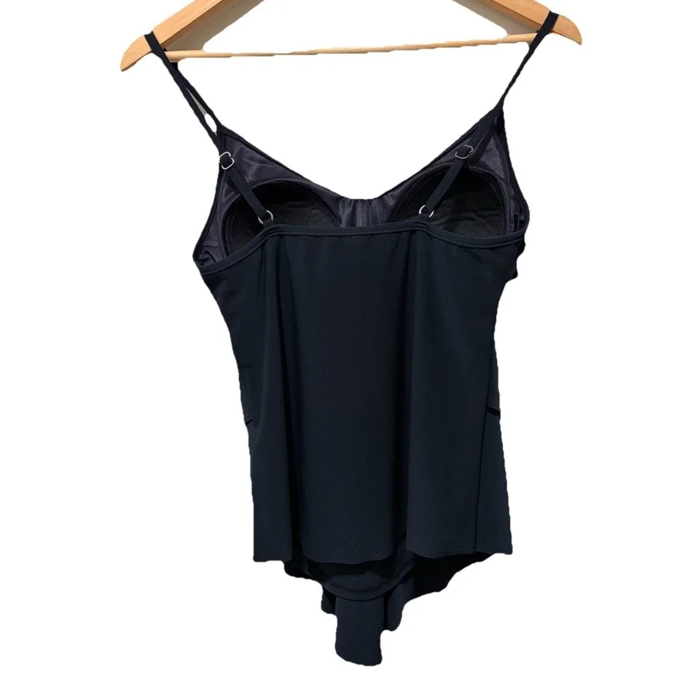 Magicsuit Black Layered Flyaway Tankini Top Womens 8 Flowy Swim Beach Chic